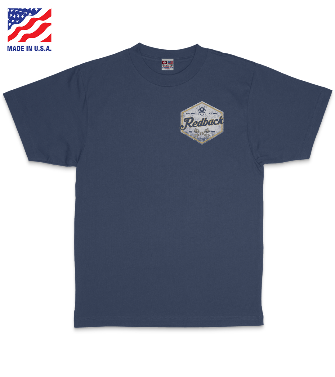 Redback Boots | Piston Hex T-Shirt Blue