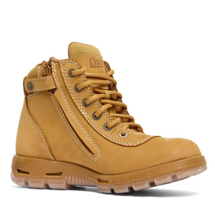 LIMITED PRODUCT Redback Boots | Cobar Lace/Zip up Safety Boots Wheat (USCWZS)