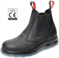 Redback Easy Escape Black Work Boots - Slip-Resistant Elastic Sided Comfort